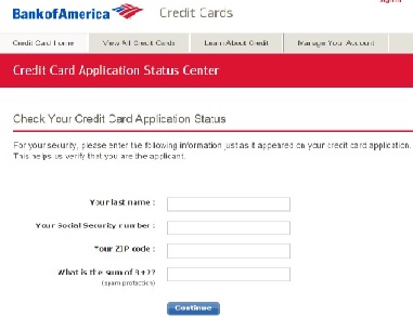 Bank of America Credit Card Application Under Review